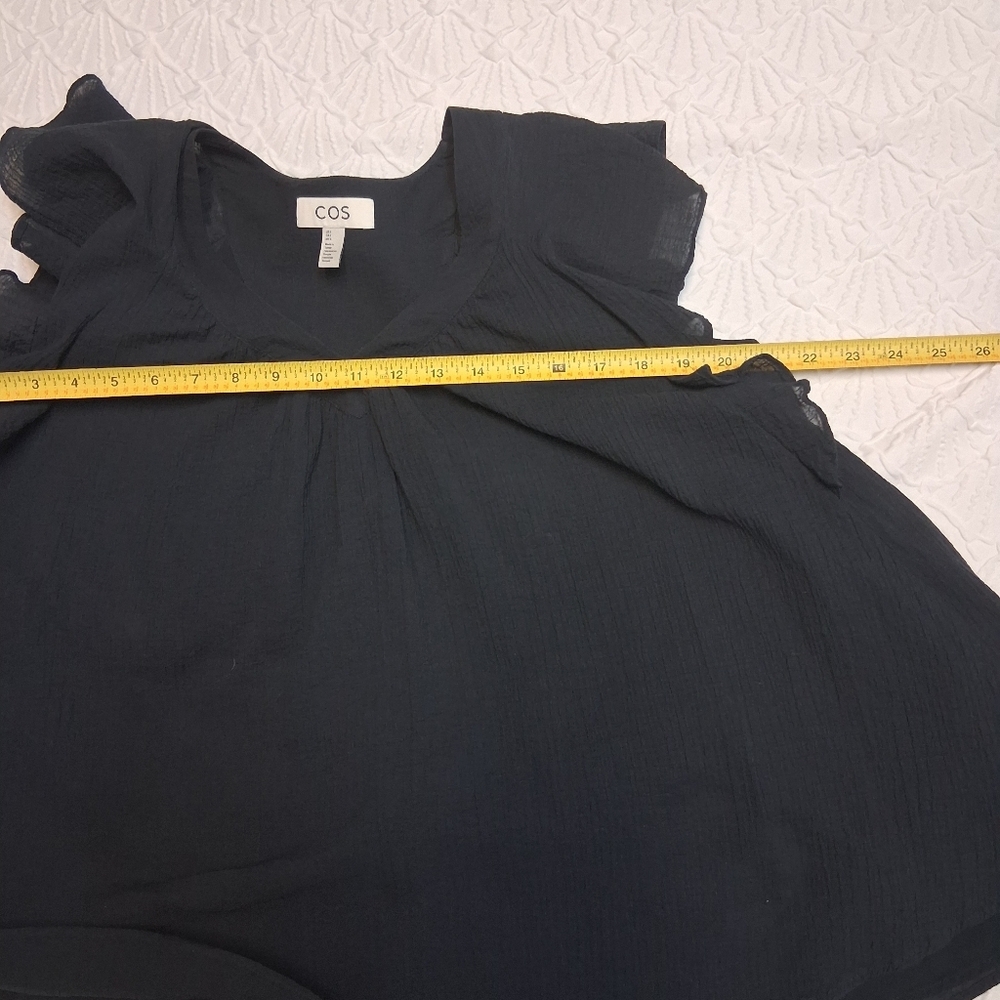 COS Black V-Neck Ruffle Blouse - Picture 16 of 17